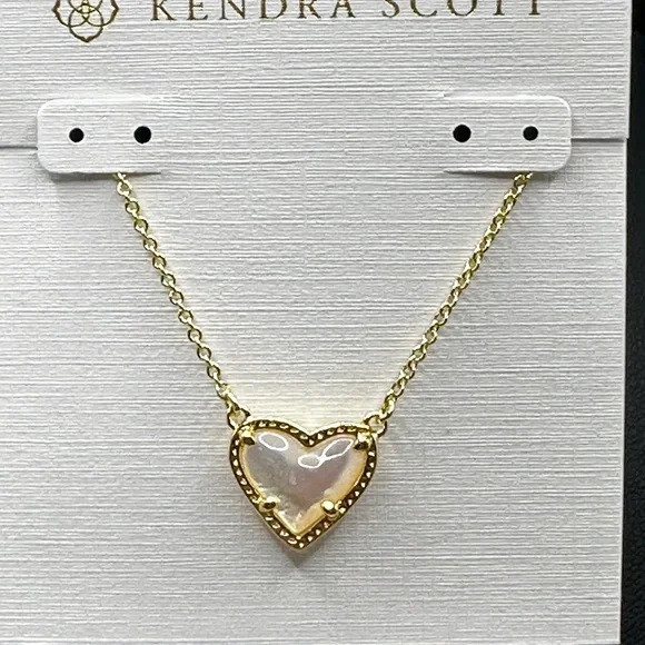 Kendra Scott Gold Heart Necklace with Ivory Mother of Pearl. - Picture 3 of 9